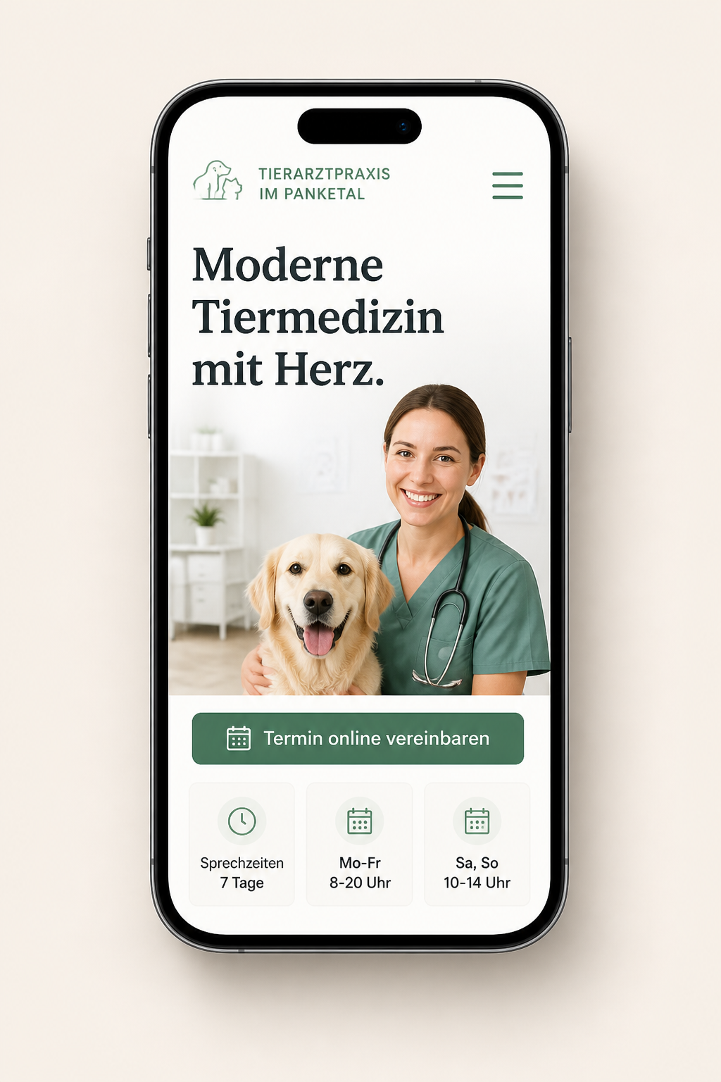 Mobile Ansicht der neuen Website
